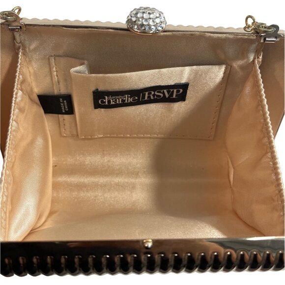Charming Charlie Women's Gold Crossbody RSVP Evening Clutch Purse Sz S - Picture 9 of 10